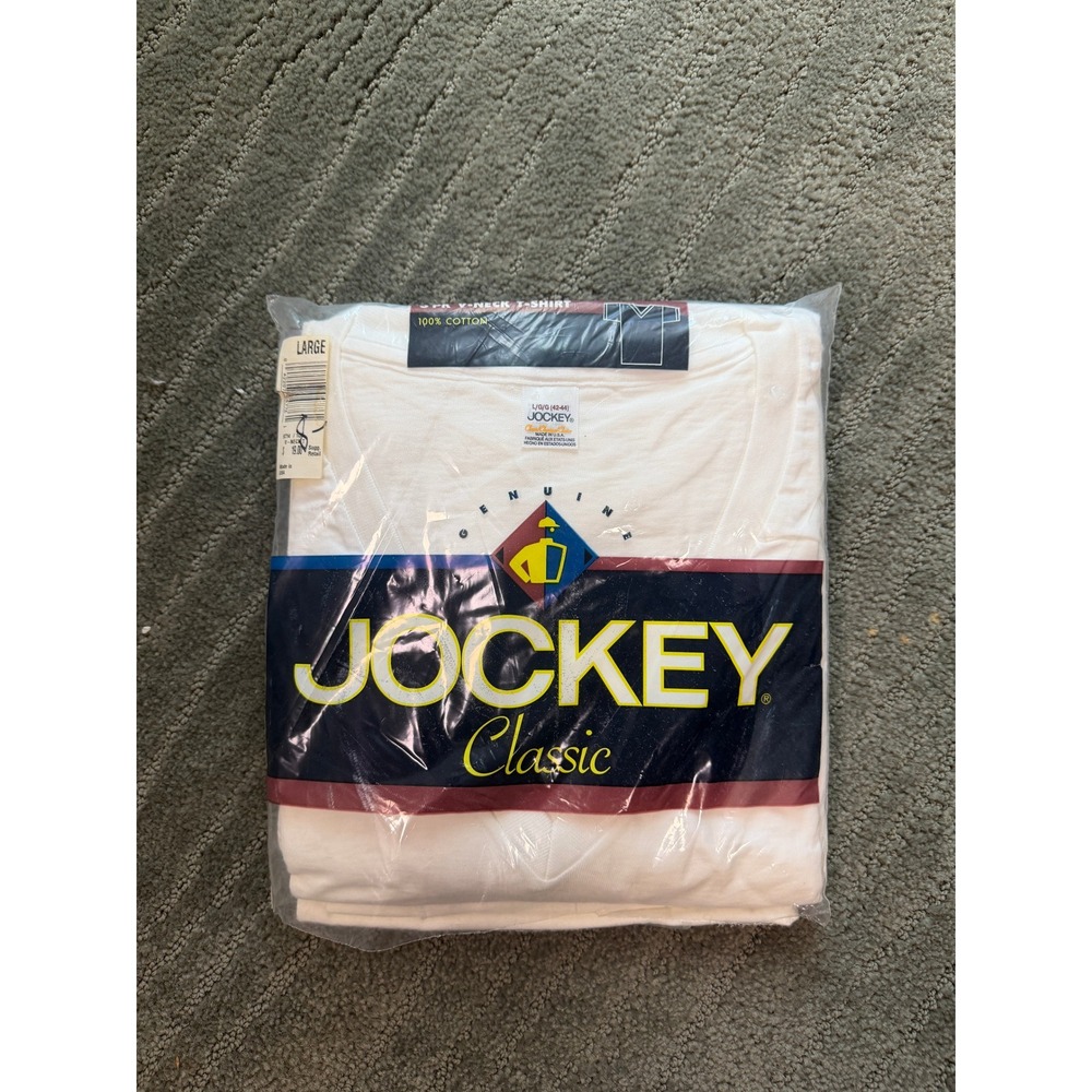 Vintage 1998 Jockey Classic V-Neck T-Shirt 3-Pack White Cotton Made in USA Large